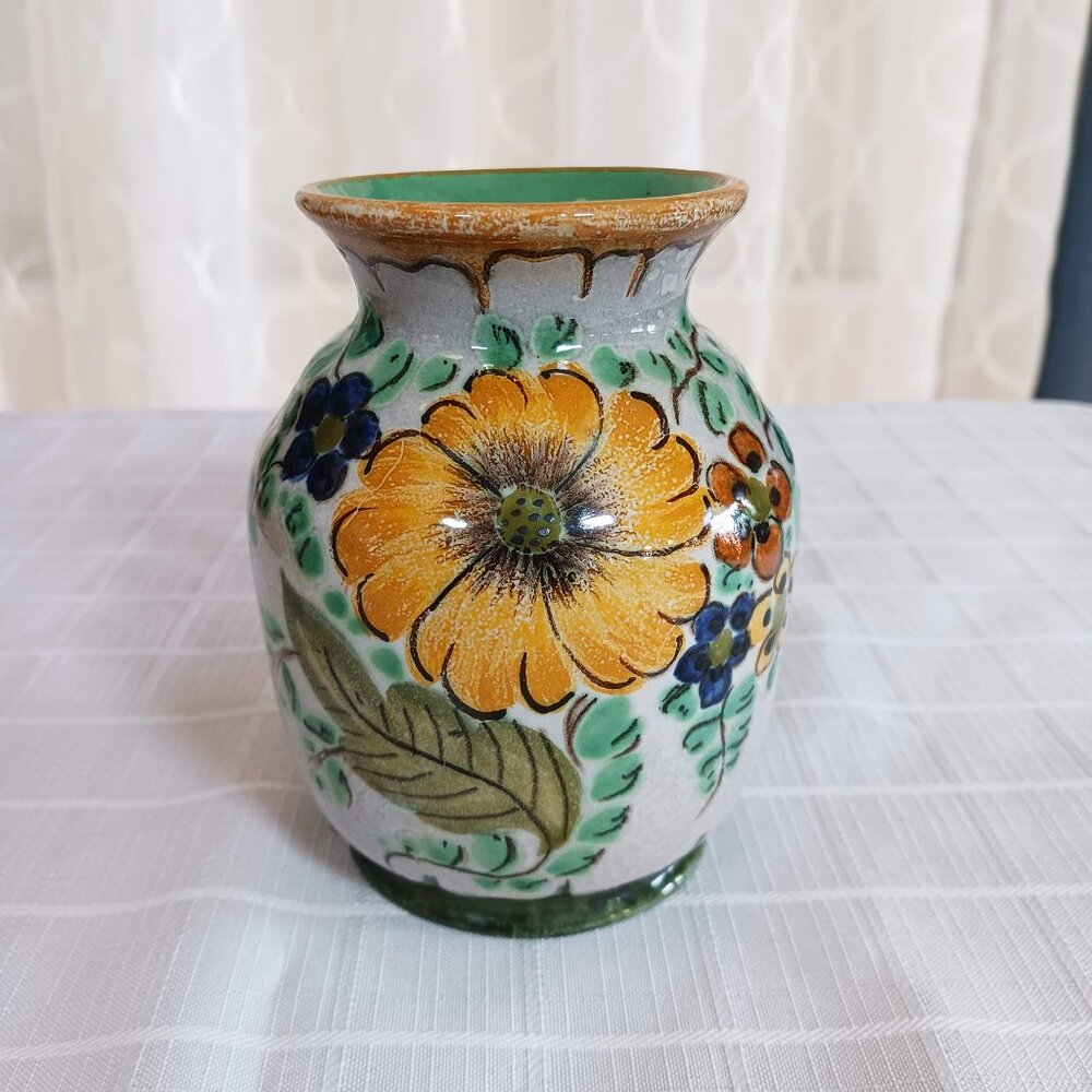 Royal Gouda Vintage Floral Vase Holland #2595 Signed